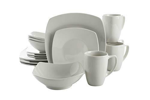 Gibson Home Zen Buffet Dinnerware Set, Service for 4 (16pcs), White (Square)