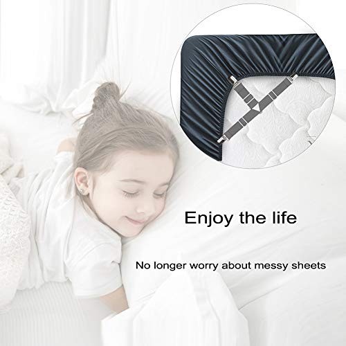 Bed Sheet Straps, Easy to Install Bed Sheet Clips, Fitted Sheet Grey, 8pcs Set