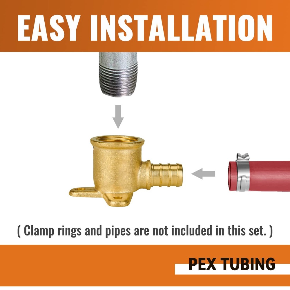 SUNGATOR 4-Pack Pex Drop Ear Elbow 1/2", No Lead 1/2" B, 4 Pack, Copper