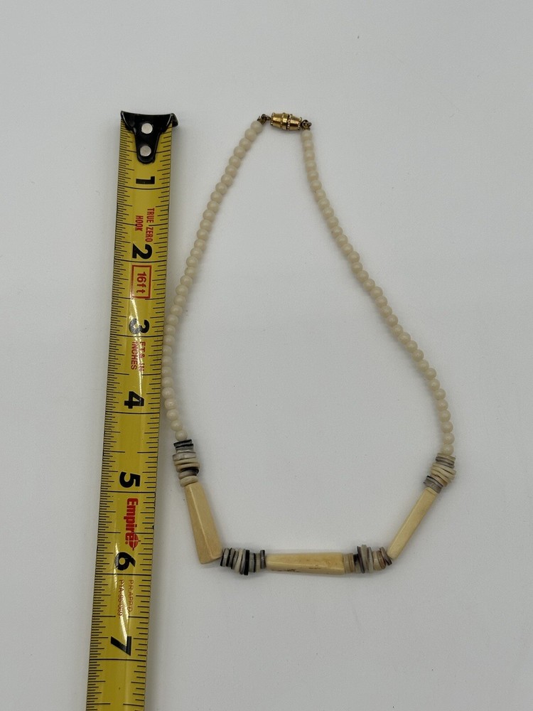 Vintage Handmade Bead And Shell? Necklace 6”