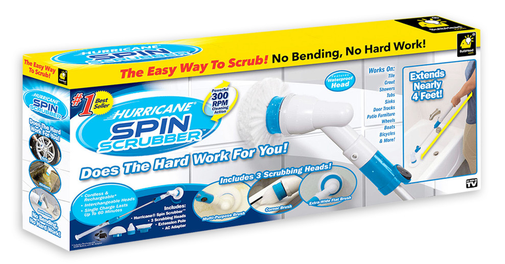 HURRICAN SPIN SCRUBER richargable WITH 3 SPIN BRUSHES w/ extention