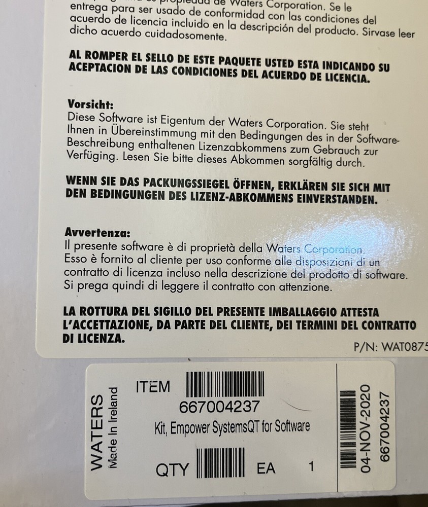 Waters Empower 3 SystemsQT For Software Kit 667004237