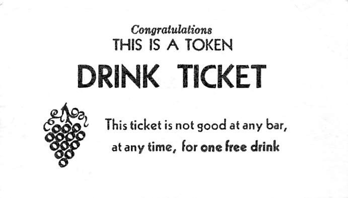 Joke Token Drink Ticket Card