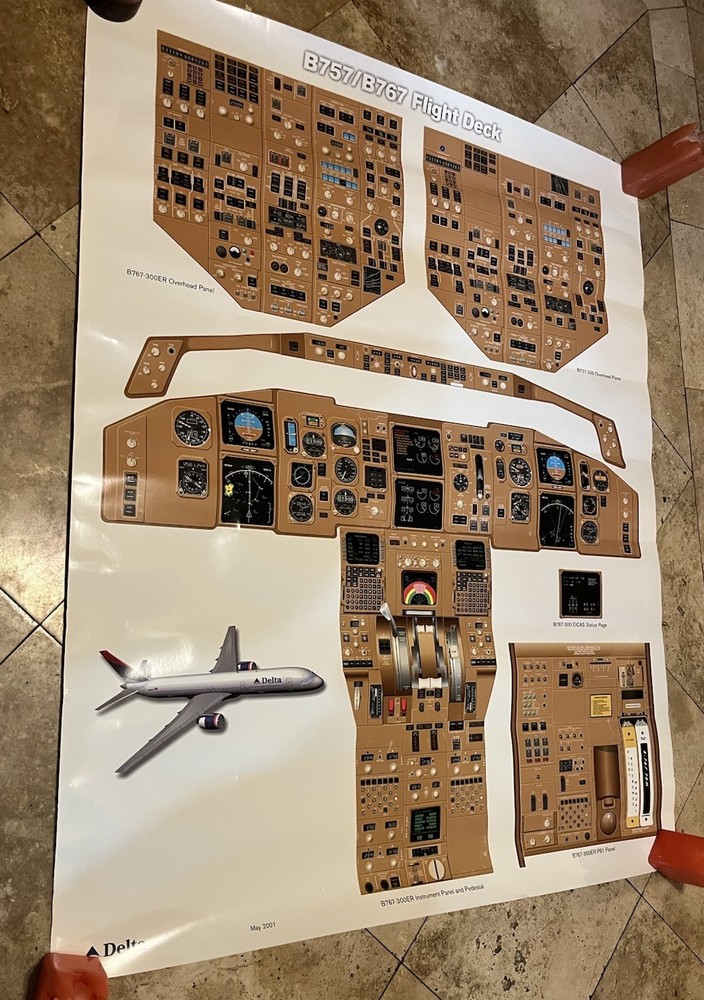 Vintage B757/B767 Flight Deck Poster Delta May 2001