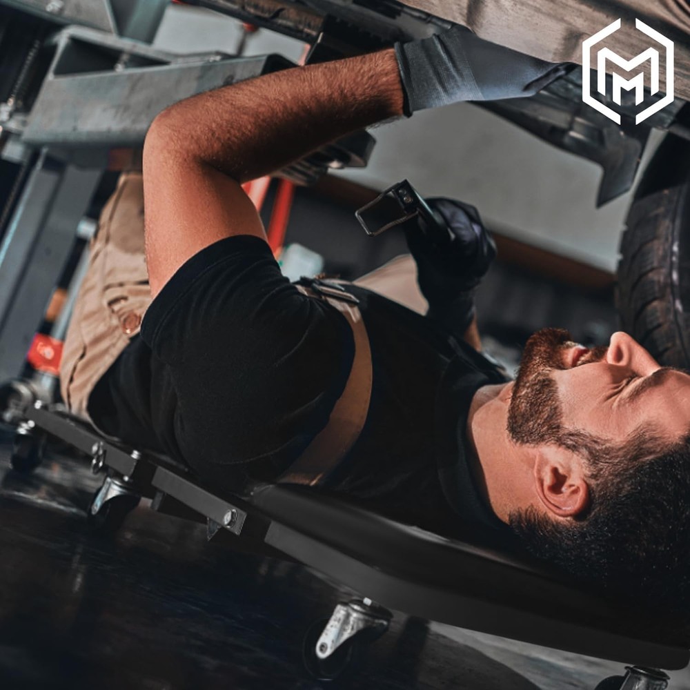 Foldable Z Creeper 2-in-1 Rolling Folding Car Creeper & Seat, 36" Adjustable