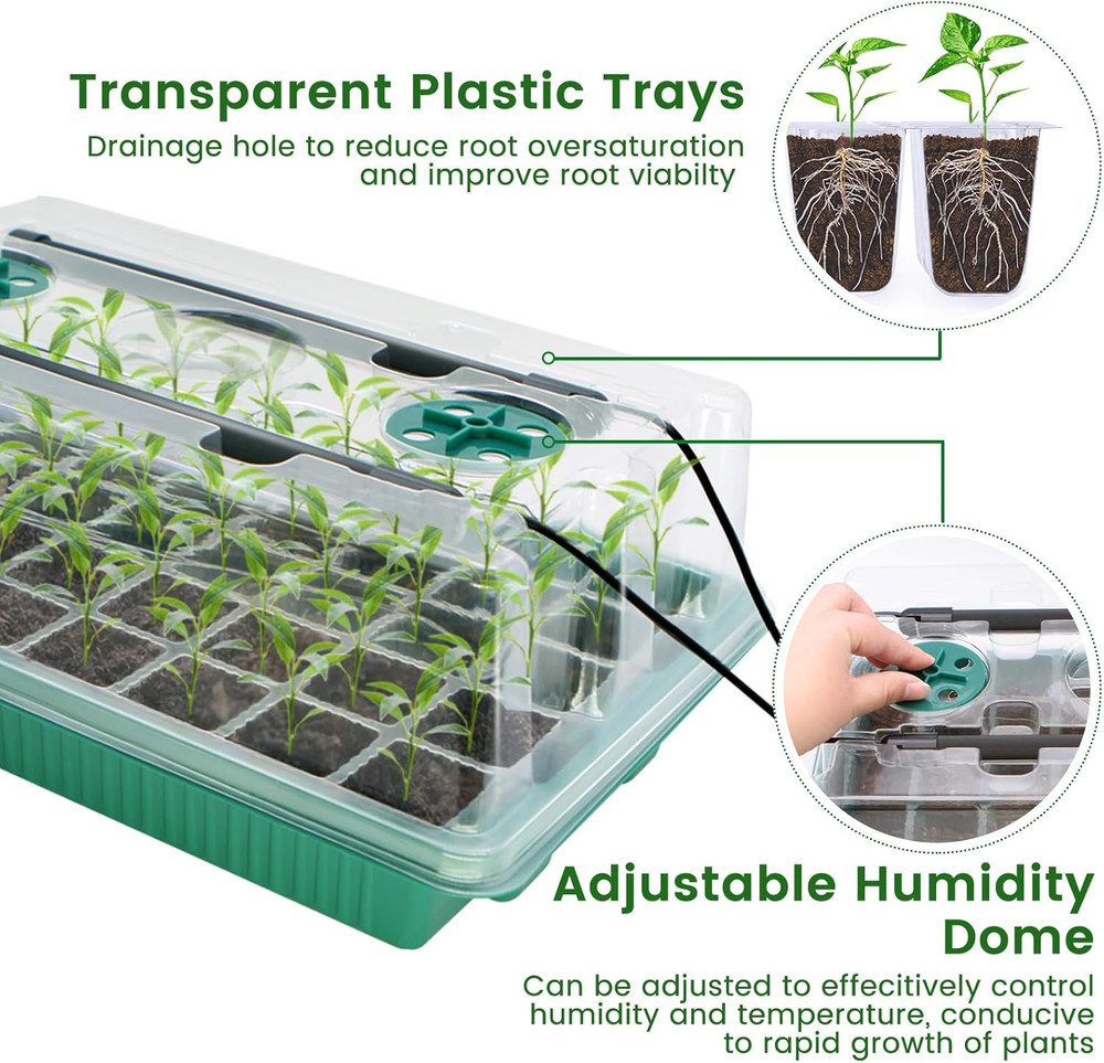 80 Cell Seed Starter Tray with Grow Light, 2 Pack Smart Timer Seed Starter Kit w