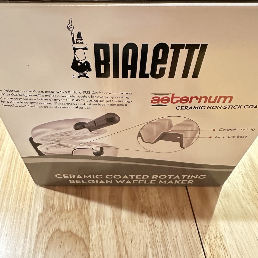 Bialetti Ceramic Coated Rotating Belgian Waffle Maker - Model TSK-2901BW