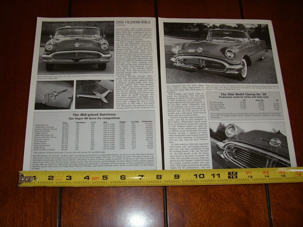 1956 OLDSMOBILE SUPER 88 CONVERTIBLE ORIGINAL 1995 ARTICLE