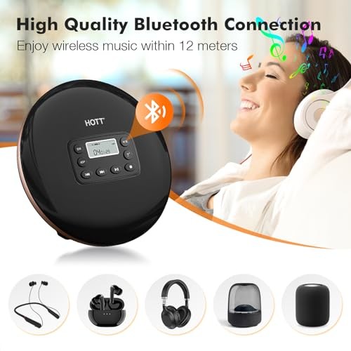 CD Player Portable 5.1 Bluetooth CD PlayerTouch Button and LCD Display
