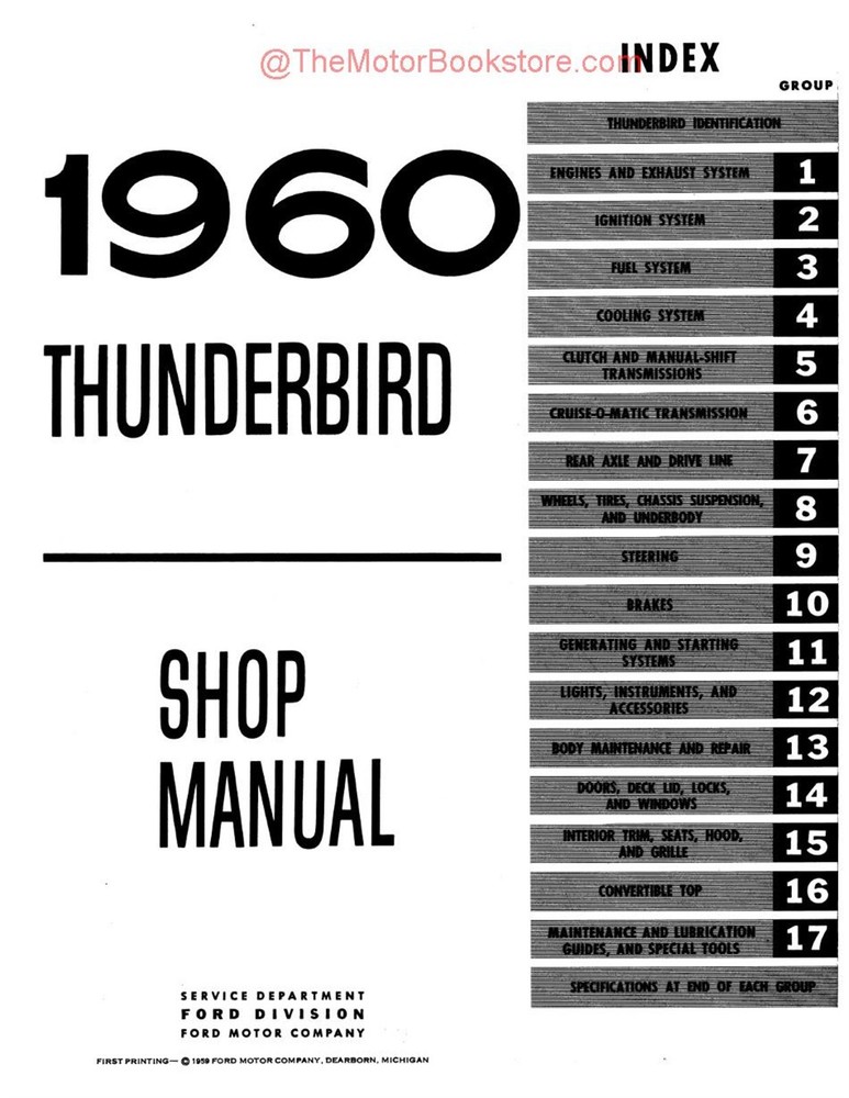1960 Ford Thunderbird Shop Manual