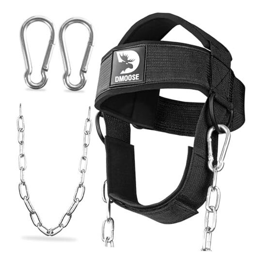 Neck Harness for Weight Lifting - Soft Padded Head & With Support Strap Black