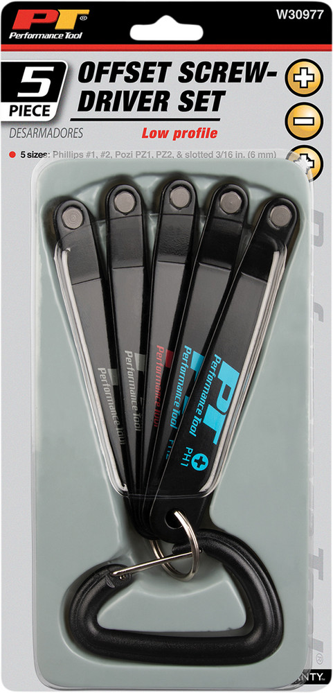 PERFORMANCE TOOL Screwdriver Set - Low Profile W30977