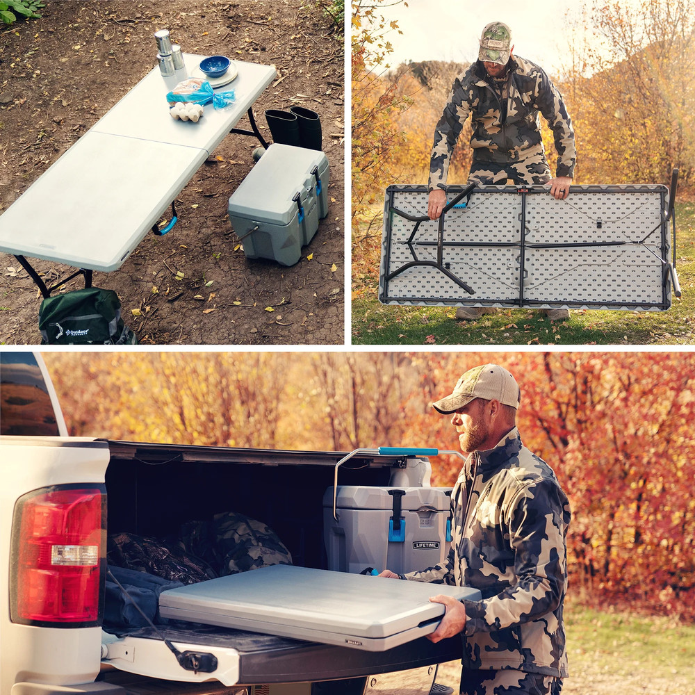 Lifetime 5 Ft Rectangle Fold-in-Half Portable Folding Table Collapsible White