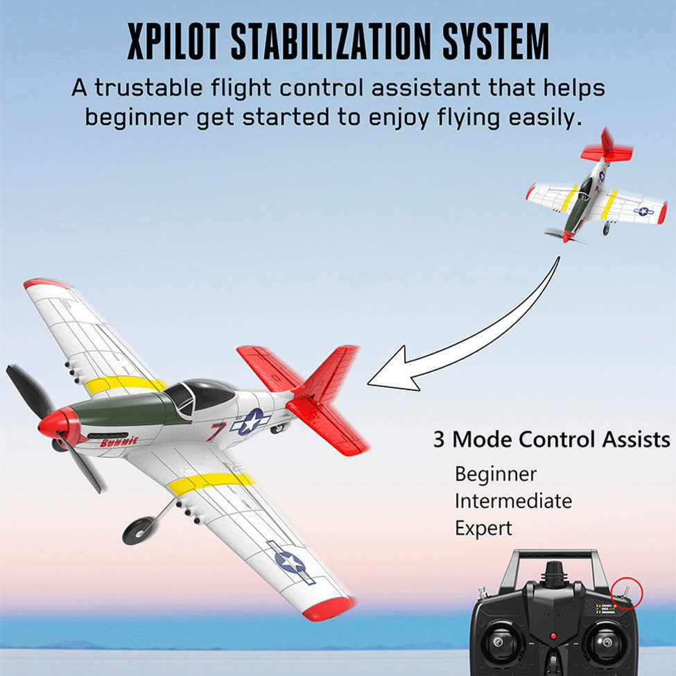 RC P-51 MUSTANG Micro RC Smart Plane W/ Gyro Stabilization 2.4ghz RTF