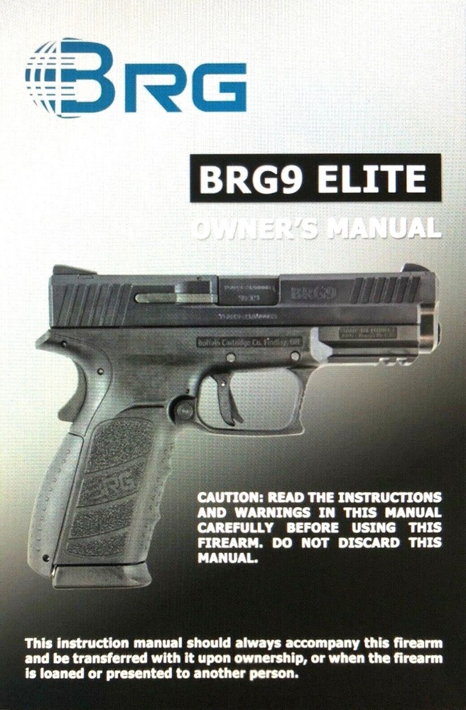 BRG USA BRG9 ELITE Owners Operators Users Manual
