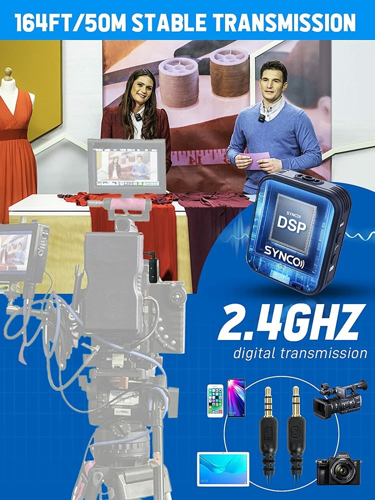 SYNCO G2(A2) Wireless Lavalier Microphone System For Camera Tablet Phone Vlog