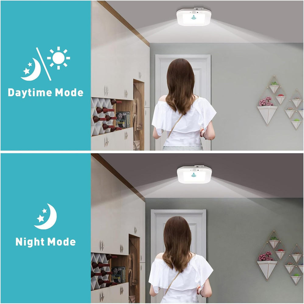 Rechargeable Motion Sensor Ceiling Light，No Wiring Battery Operated Ceiling Ligh