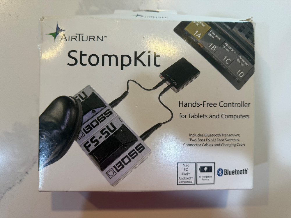 AirTurn StompKit Hands-Free Bluetooth Wireless Foot Controller Kit Open