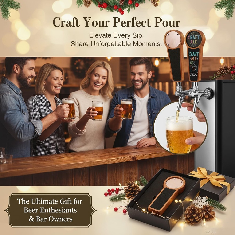 2PCS Wooden Beer Tap Handle DIY Keg Tap Handles, 3/8"-16 UNC Thread Kegerator...