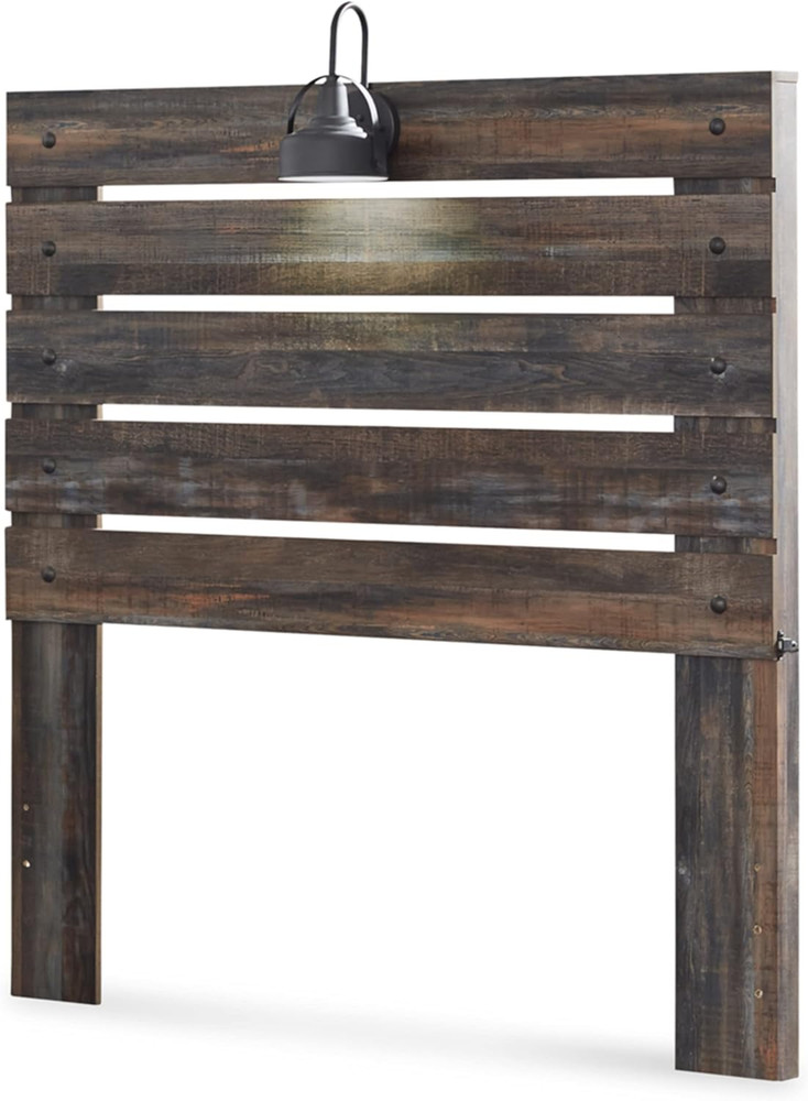 Drystan Rustic Panel Headboard ONLY with USB Charging Stations, Full, Brown