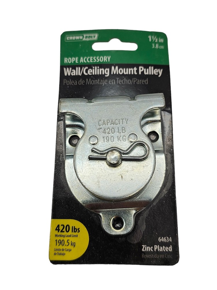 Crown Bolt Rope Accessory 2 Wall/Ceiling Mount Pulley 1-1/2" & 1 Rope Loop 9/16"