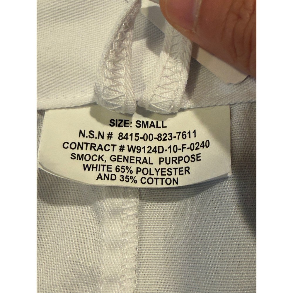 US Army Strong White Lab Coat Smock Small General Purpose Polyester Cotton *