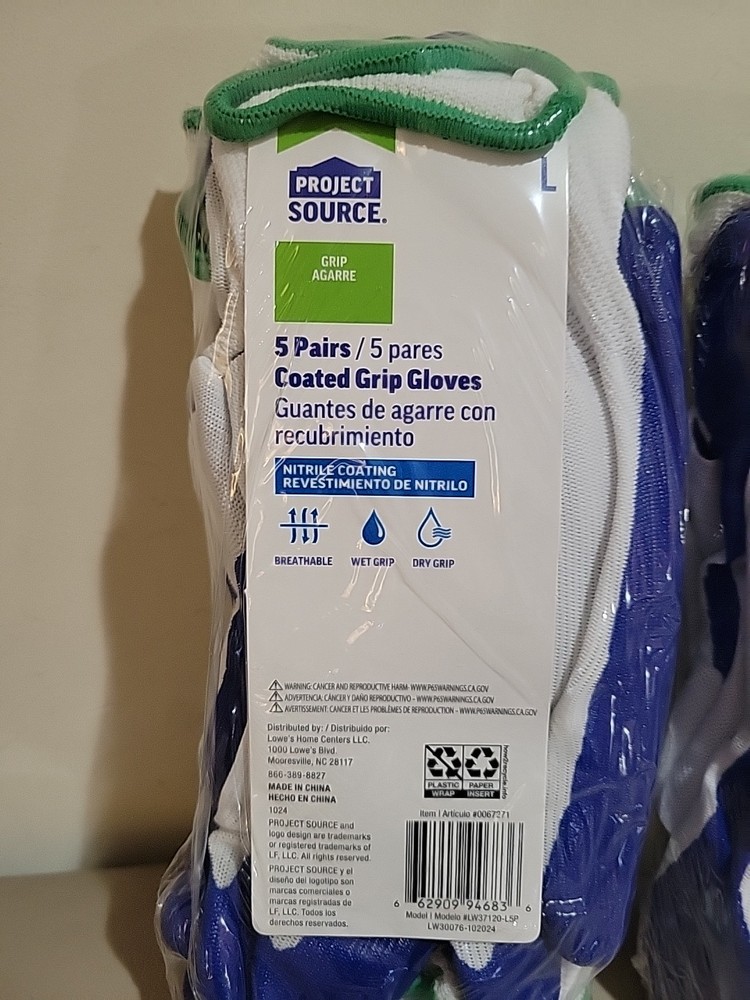 Coated Grip Gloves 10 Pairs By Project Source Large Size