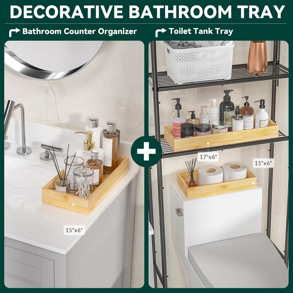 Bamboo Kitchen Drawer Organizer, Stackable Utensil Holder Silverware Organize...