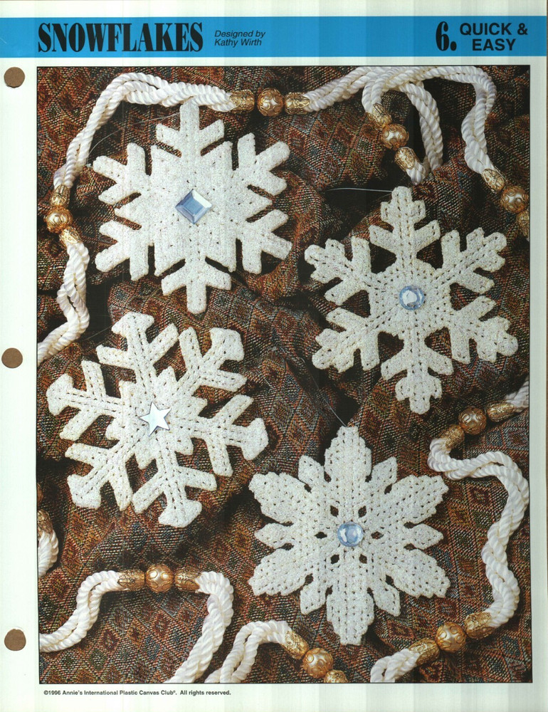 NEW 4 SNOWFLAKES CHRISTMAS ANNIE'S PLASTIC CANVAS PATTERN INSTRUCTIONS