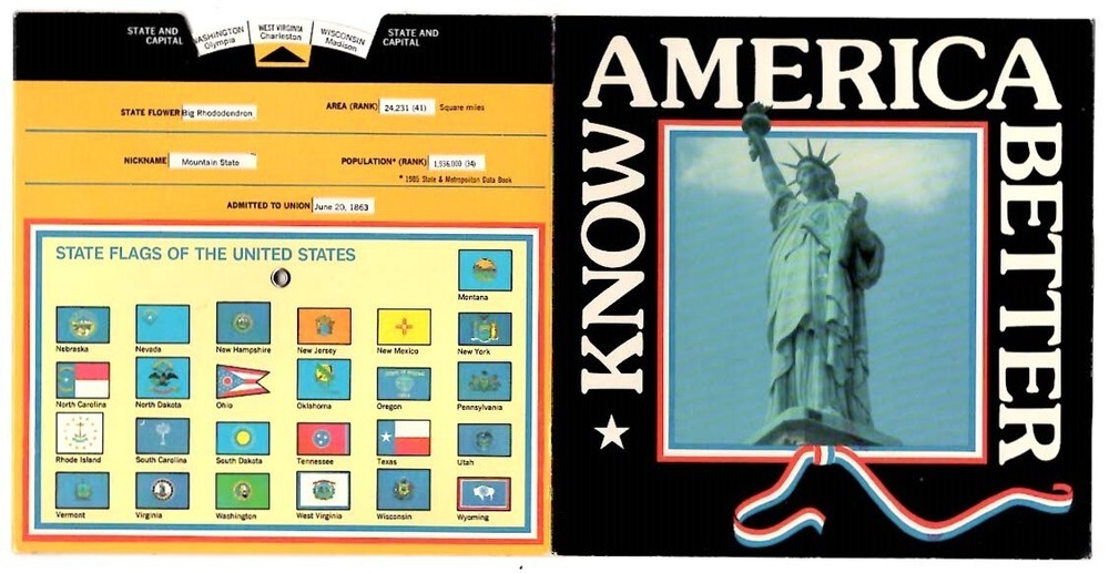KNOW AMERICA BETTER ~ 1987 State Flags Info Wheel