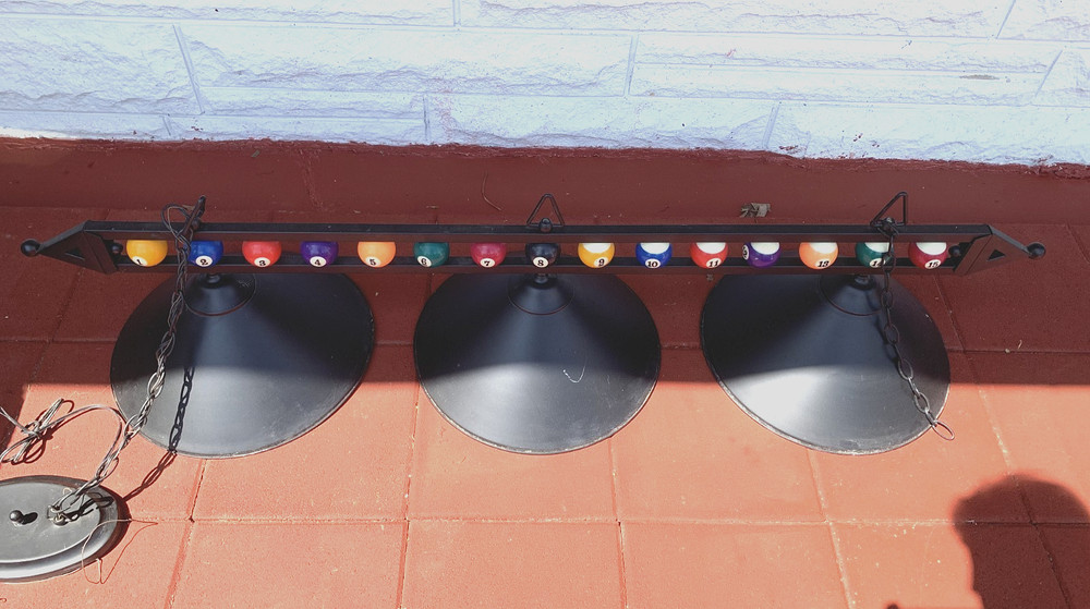 Billiard Pool Table Hangs Pool Table Light, Black Matte Metal Shades + Clock