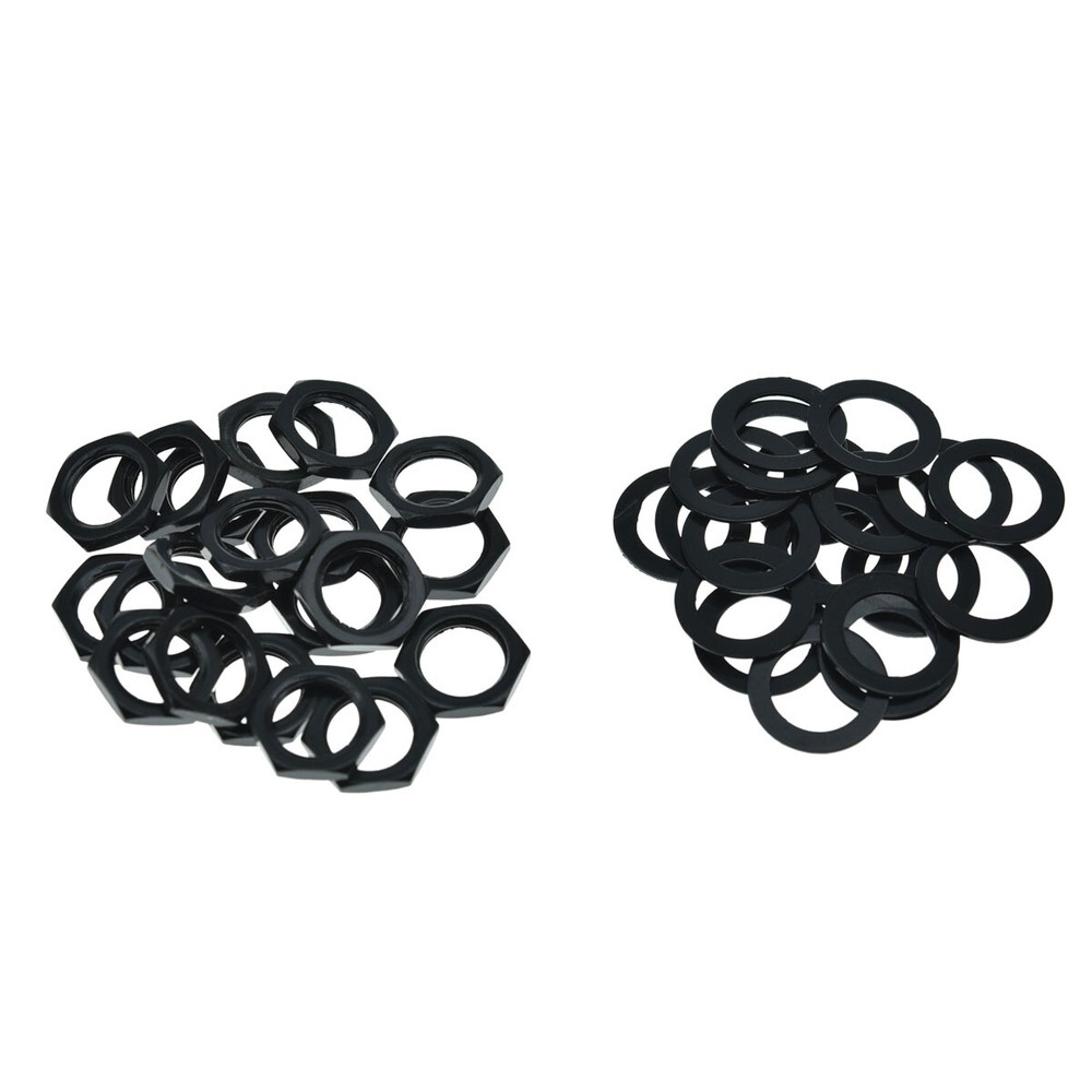 20pcs Guitar Input Output Jack Socket Nuts and Washer Metric Jack Nuts Black
