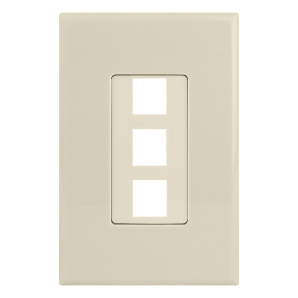 Construct Pro 3-Port Keystone Wall Plate with Screwless Face (Ivory)