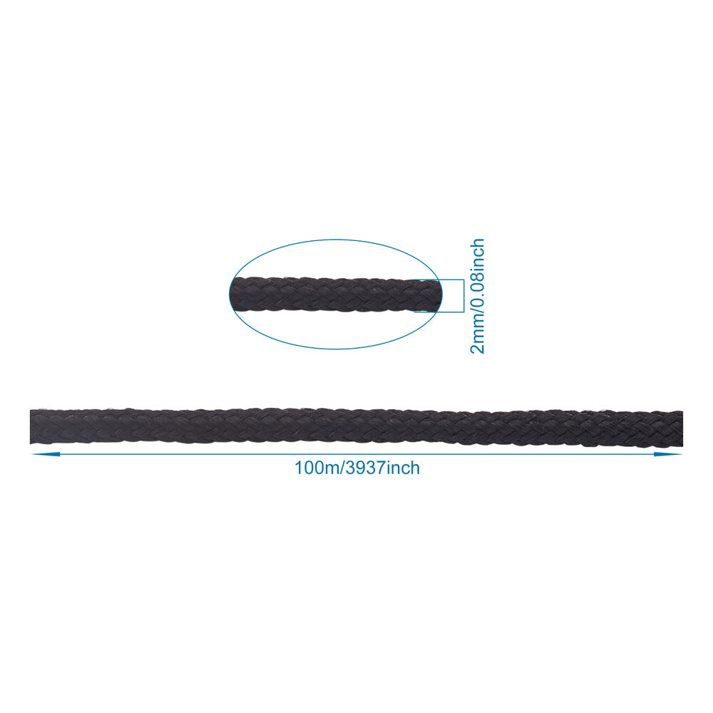 100m Black Polyester & Polypropylene Paracords Rock Climbing Ropes Cords 2mm