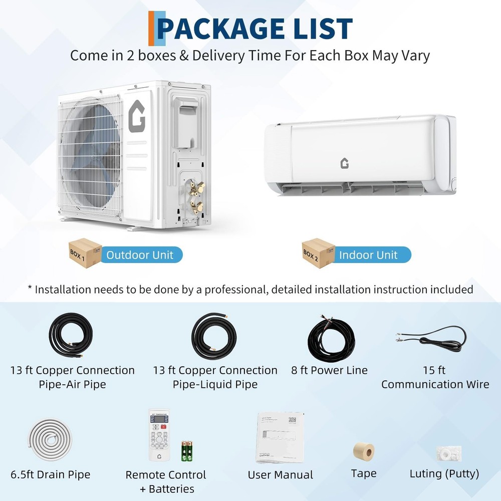 Efficient 12000 BTU Mini Split Air Conditioning/Heating System 22 SEER2 110V