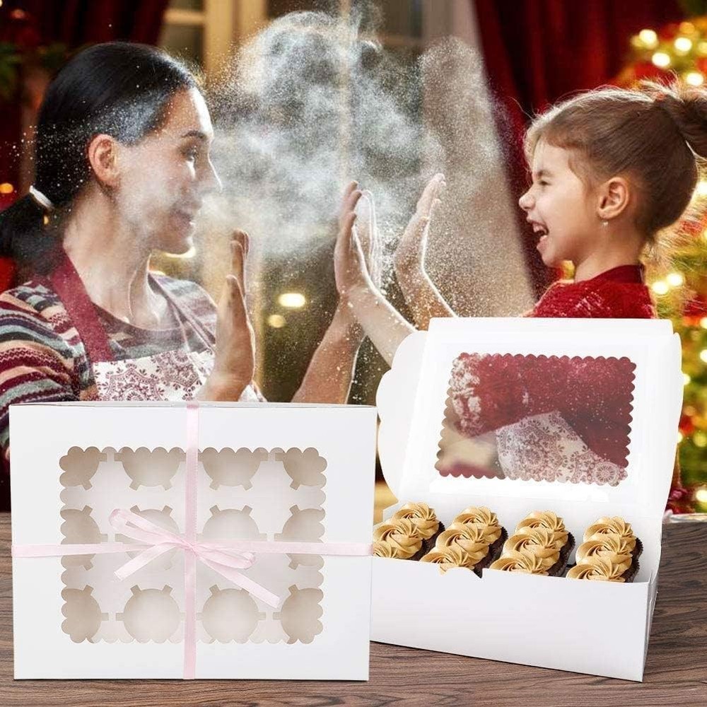 Rarapop 6 Pack Cupcake Boxes for 12 Cupcakes Window Design