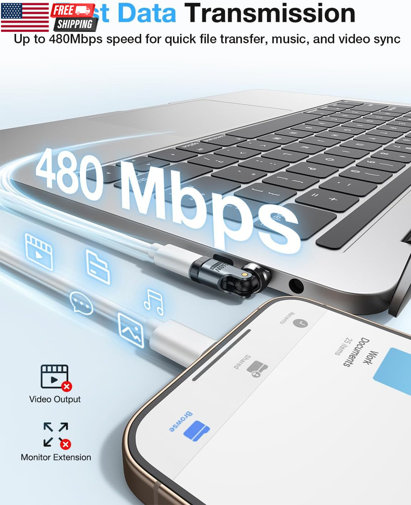USB C Adapter [2-Pack], PD 240W USB C 90 Degree Adapter, USB Type C Right Angle