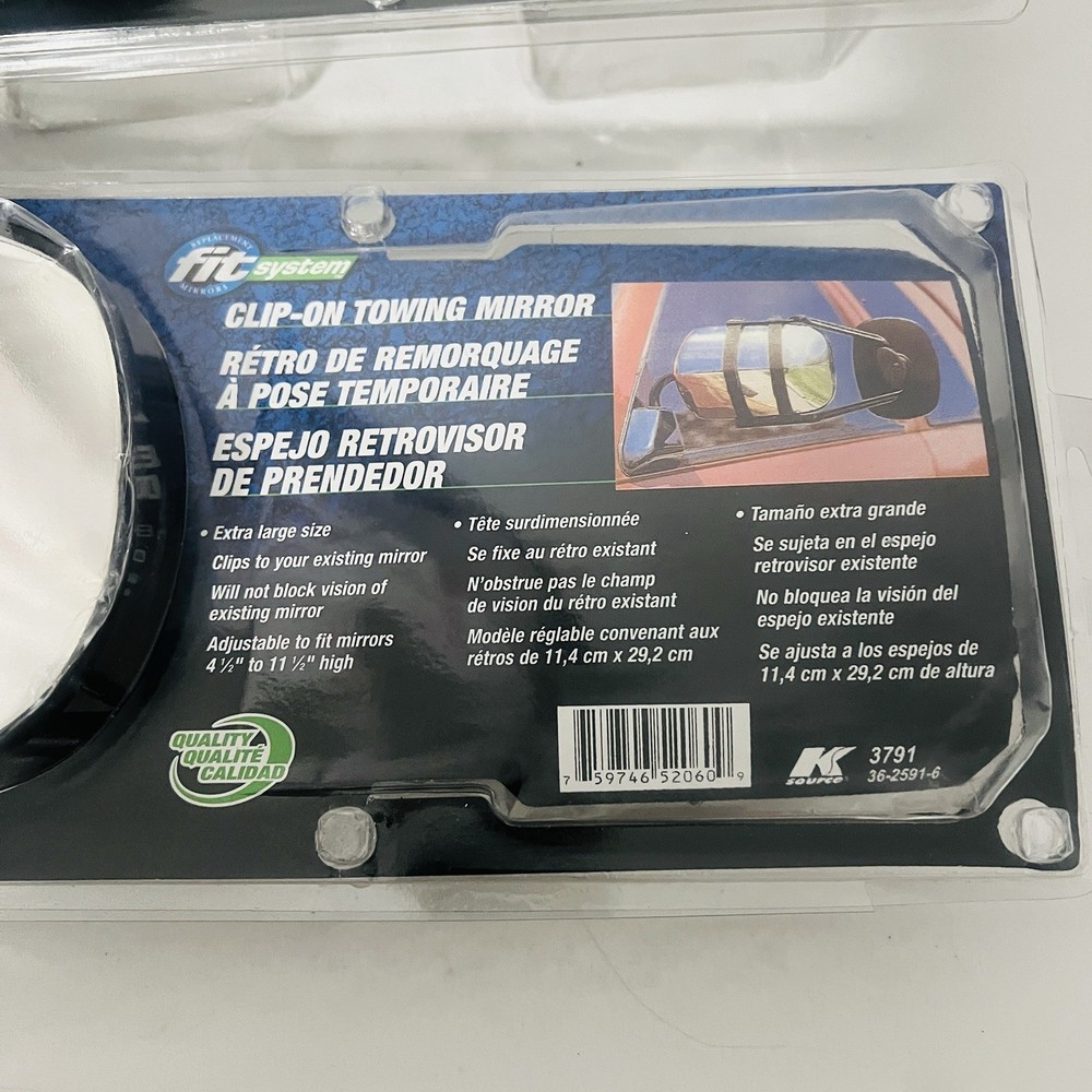 (2) K-Source Fit System 3891 Clip-On Universal Towing Mirror XL Adjustable New