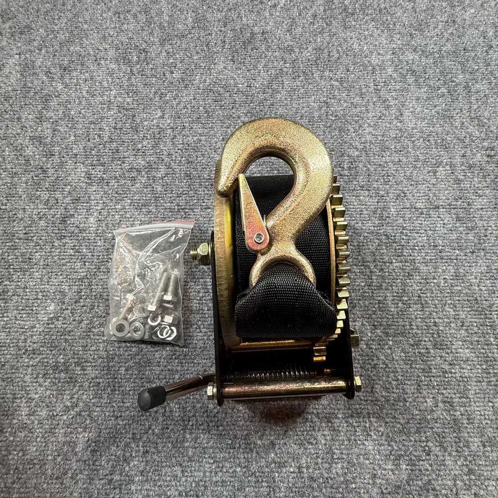 No Handle - Haul-Master 1200 lb. Capacity 19.8 ft. Strap Hand Winch