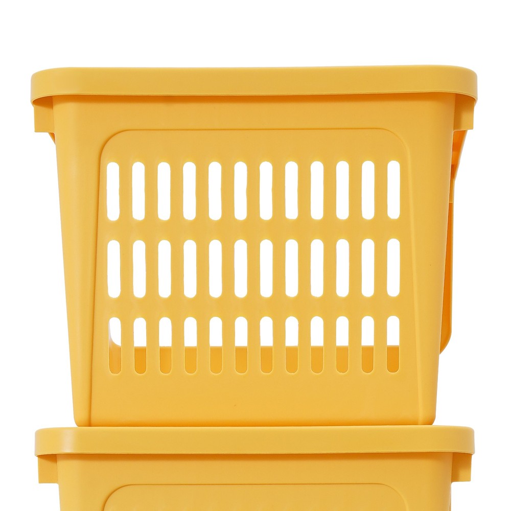Stackable Plastic Storage Bins 4PC Yellow – Space Saving Organizer Set