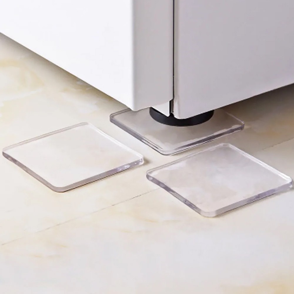 Washing Machine Pad Mat Set Transparent Silicone 4pcs for Shock Absorption
