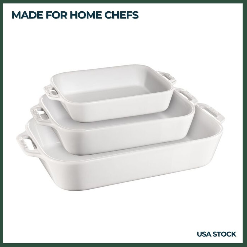 3-pc, Ovenware set, white