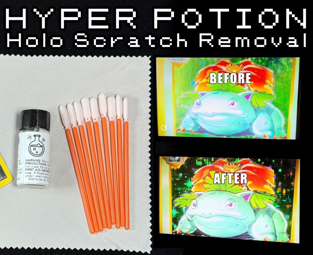 HYPER POTION 🧪 Pokemon Card Holo Scratch Reducing Cream ✨ Works for Grading!