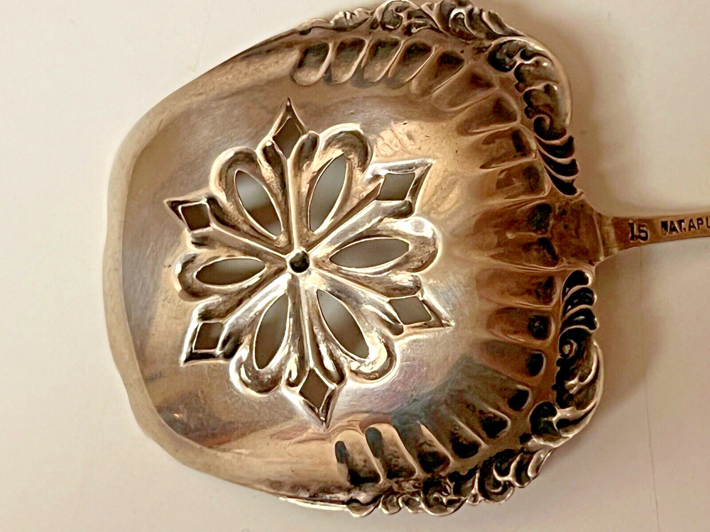 Sterling Silver Square Shaped Slotted Spoon Marked