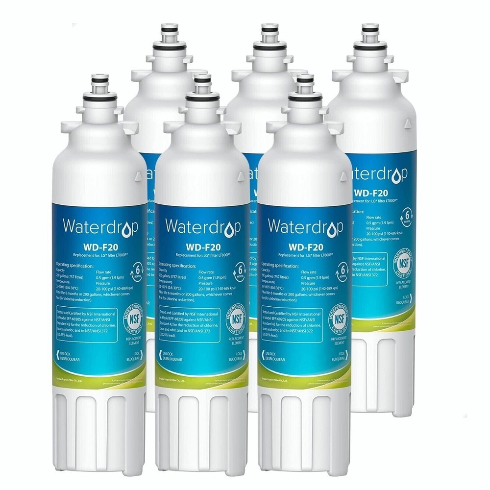 Waterdrop Refrigerator Water Filter, Replacement for LG® LT800P® (6)