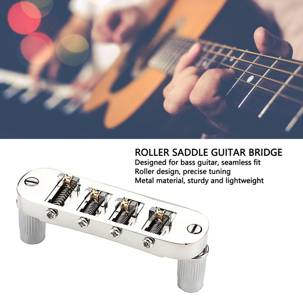 Roller Saddle Bridge Replacement Lightweight 4 String Guitar Bridge For Bass