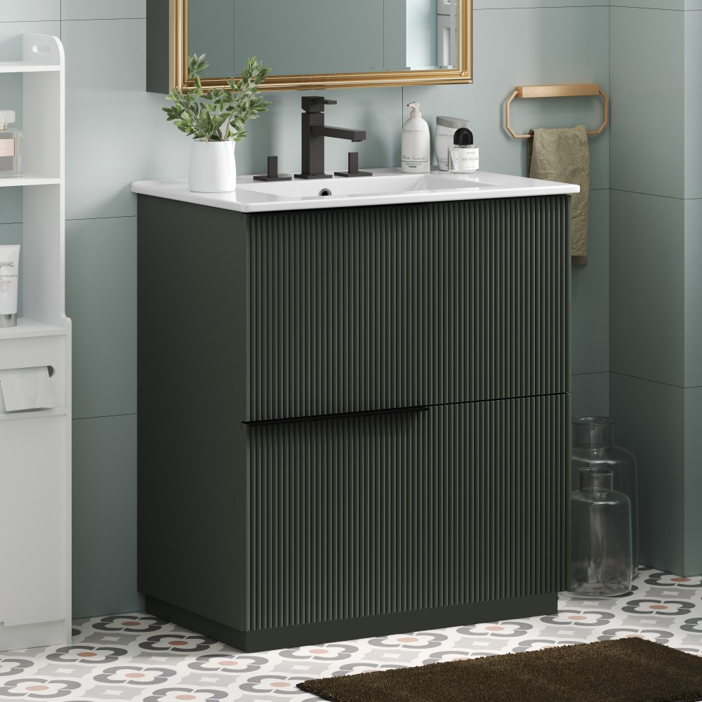 Bathroom Vanity W Ceramic Sink Full Extension Drawers