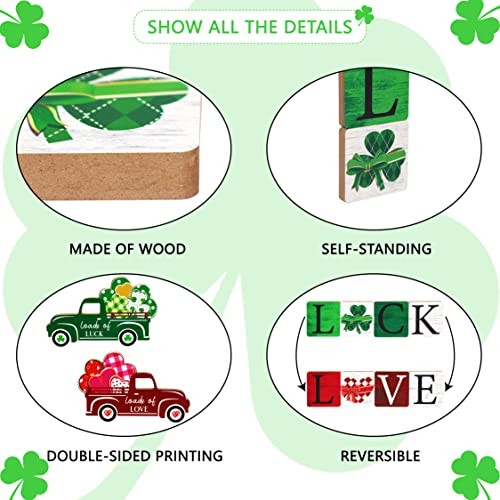 5PCS Valentines Decor/St.Patricks Decorations Reversible Table Style1-Love
