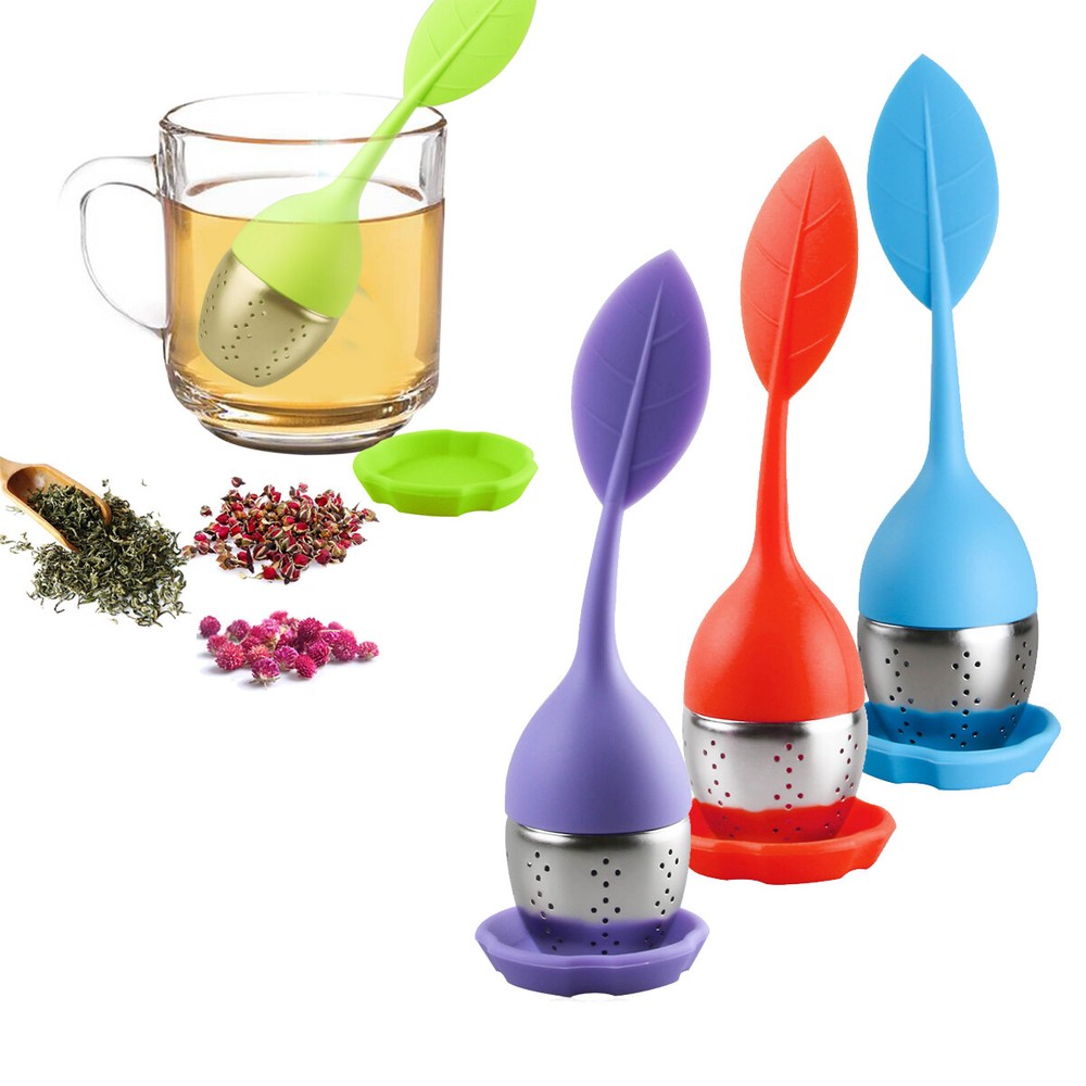 Silicone Tea Infuser 3Pcs Loose Tea Leaf Herbal Spice Filter Diffuser BL-RD-PL