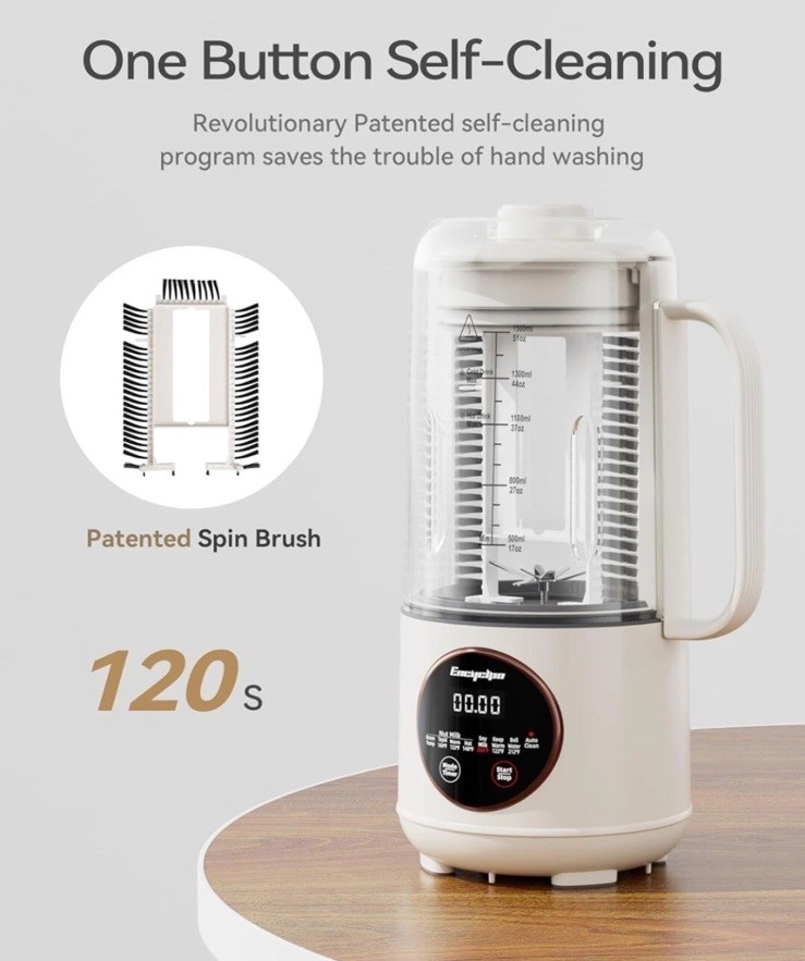 Nut Milk Maker, 50oz Automatic Soy Milk Maker with Spin Clean Brush